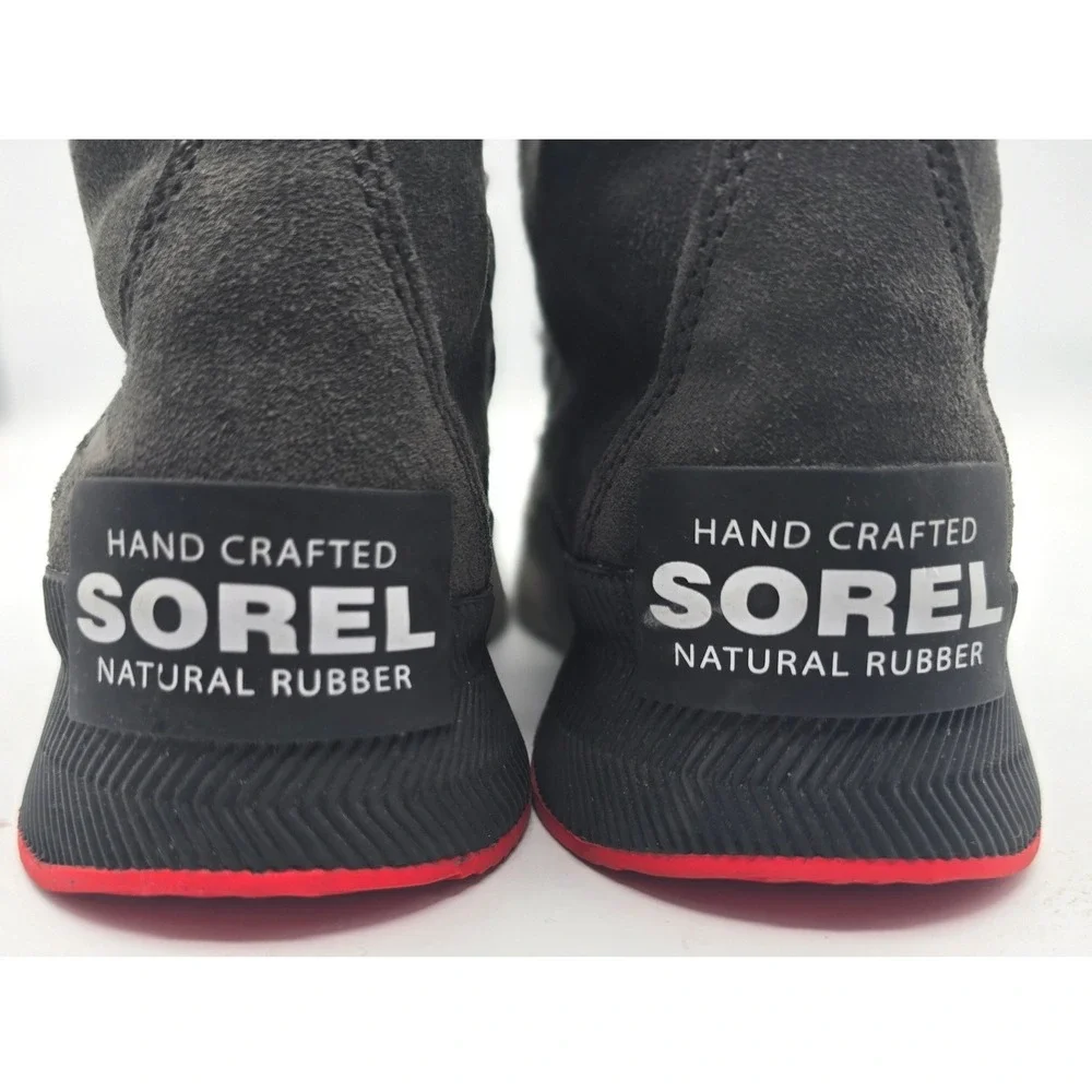 Sorel Out N About Classic Kids Waterproof Winter Rain Boots Black Red Youth 2